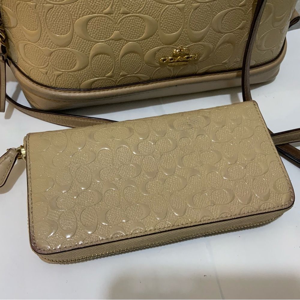 COACH Mini Sierra Satchel & wallet  Signature debossed Patent Leather, F55450 - Picture 6 of 9